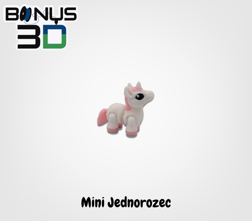 Figurka mini jednorożca 3D – widok z przodu pod kątem